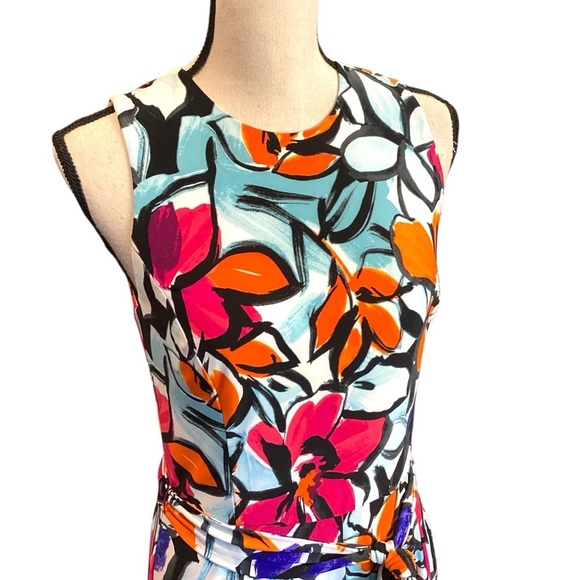 Lauren Ralph Lauren Sleeveless Vibrant Large Floral Print A-Line Swing Dress 8 - Picture 1 of 13